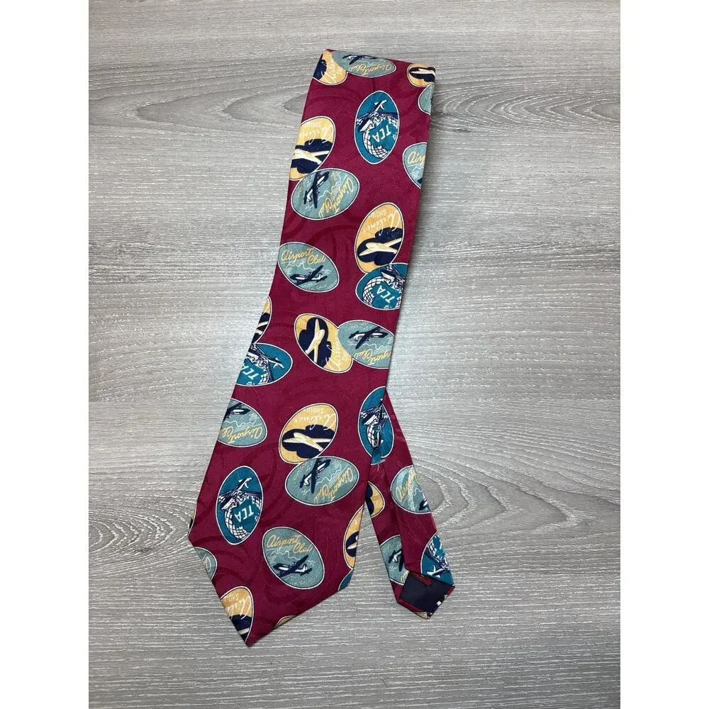 VTG Chaps Ralph Lauren Airport Club TCA Airline Designer Men's Silk Tie USA- EUC